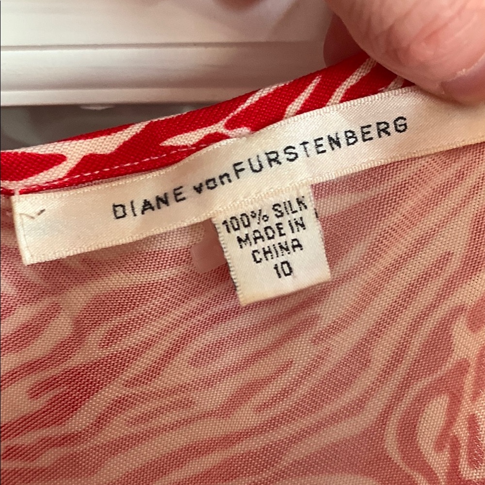 Diane Von Furstenberg Red and White Spaghetti Strap Slip Dress - Picture 2 of 3